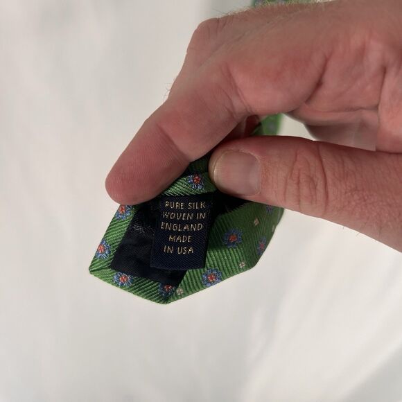 Brooks Brothers Tie Men's 59" Green Floral 100% Silk 4" Wide Made USA - Picture 6 of 6